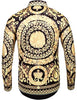 Image of Pacinoble Mens Long Sleeve Fashion Luxury Design Print Dress Shirt (Gold, XX-Large)