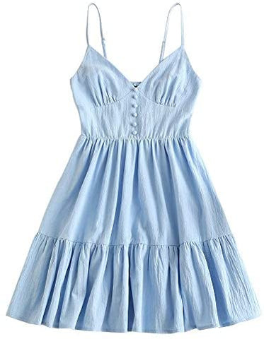 ZAFUL Women's Mini Dress Spaghetti Straps Sleeveless Boho Beach Dress