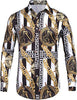 Image of Pacinoble Mens Long Sleeve Fashion Luxury Design Print Dress Shirt (Gold, XX-Large)