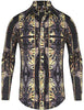 Image of Pacinoble Mens Long Sleeve Fashion Luxury Design Print Dress Shirt (Gold, XX-Large)