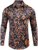 Image of Pacinoble Mens Long Sleeve Fashion Luxury Design Print Dress Shirt (Gold, XX-Large)