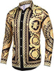 Image of Pacinoble Mens Long Sleeve Fashion Luxury Design Print Dress Shirt (Gold, XX-Large)